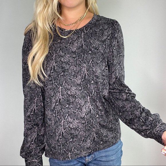 Rails Grey Snakeskin Long Sleeve Top - Picture 2 of 9